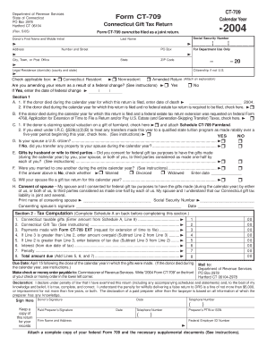 Connecticut Gift Tax Return Form CT-709