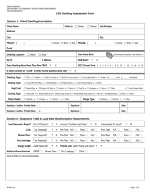 California CSD Dwelling Assessment Form