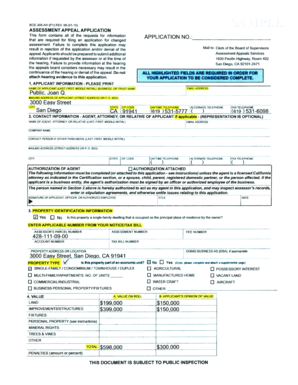 California Assessment Appeal Application
