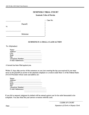 Small Claim Summons