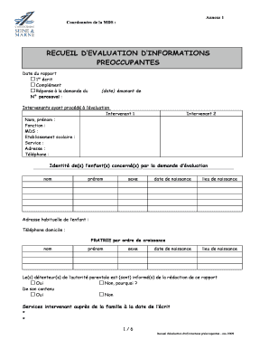 Recueil d’évaluation d’informations préoccupantes