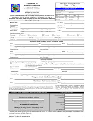 Rialto Business License Application