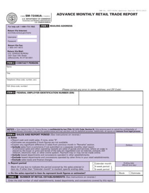 Advance Monthly Retail Trade Report Form SM-72(06)A