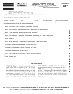 Nebraska Individual Income Tax Form 8453N
