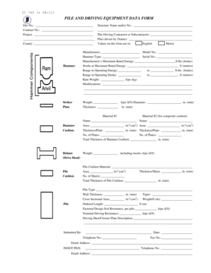 Pile and Driving Equipment Data Form