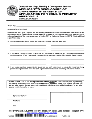 San Diego Zoning Permit Ownership Disclosure Form
