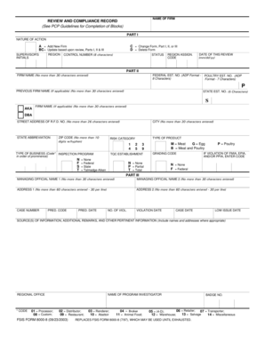 FSIS Form 8000-8 Review and Compliance Record
