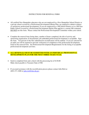 New Hampshire Educator Certification Renewal Form