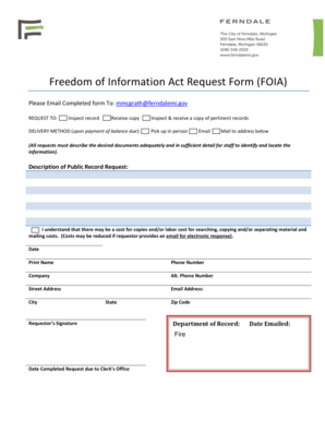 Freedom of Information Act Request Form