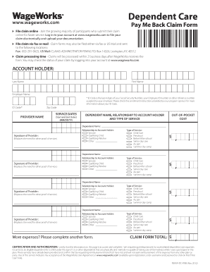 WageWorks Dependent Care Claim Form