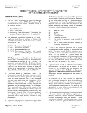 FCC Form 347 Application for Low Power TV License