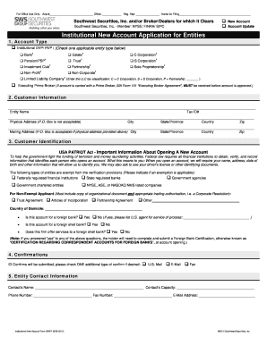 Institutional New Account Application for Entities 6-25-2012