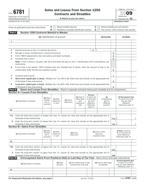 Form 6781 Gains and Losses From Section 1256 Contracts and Straddles