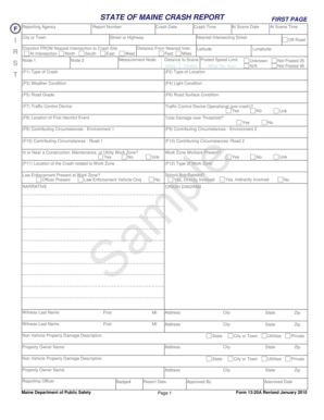 Maine Crash Report Form