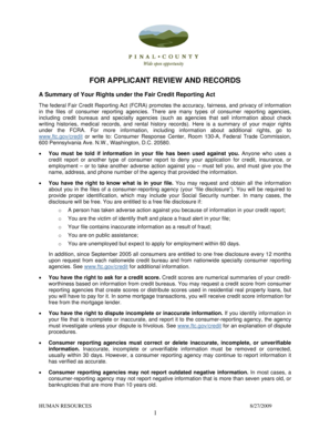 Fair Credit Reporting Act Summary and Consent Form