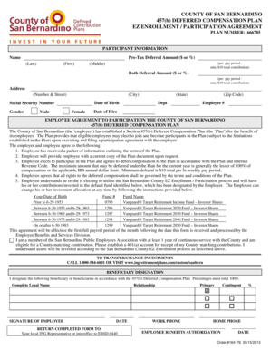 County of San Bernardino 457(b) Deferred Compensation Plan Agreement