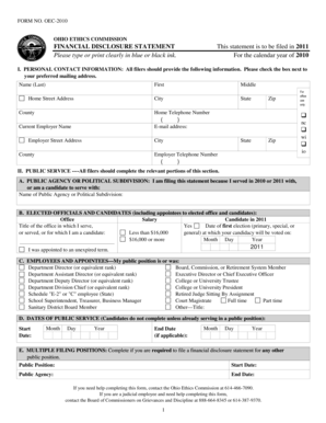 Ohio Ethics Commission Financial Disclosure Statement