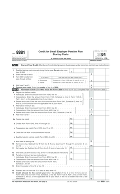IRS Form 8881 Credit for Small Employer Pension Plan