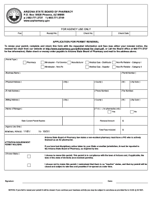 Arizona Pharmacy Permit Renewal Application