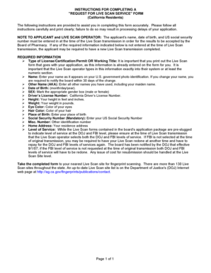 California Request for Live Scan Service Form