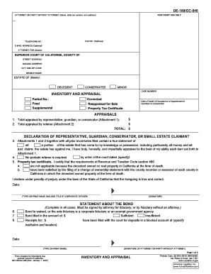 California Inventory and Appraisal Form
