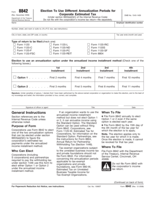 Form 8842 Election to Use Different Annualization Periods