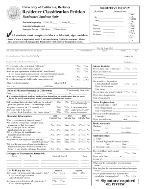 University of California Residence Classification Petition
