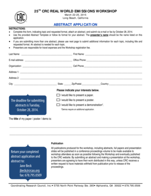 Abstract Application - Coordinating Research Council