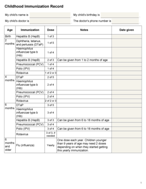 childhood immunization record forms and templates fillable fsu immunization form