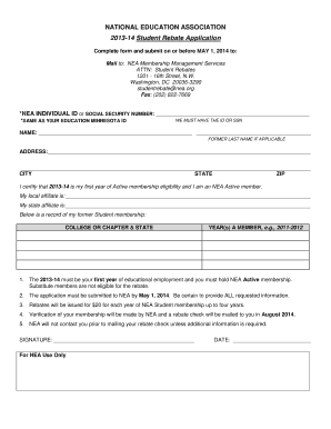 NEA 2013-14 Student Rebate Application