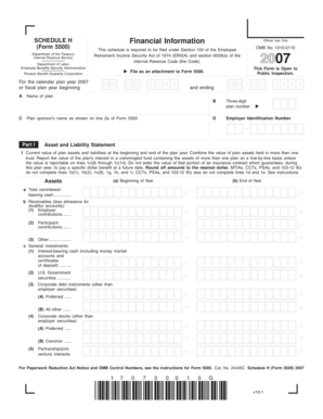 Schedule H Form 5500 Financial Information