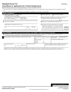 Amendment to Application for Federal Employment