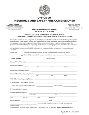 Pre-engineered Industrial License - Office of Insurance and Safety ... - oci ga