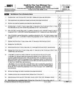 Form 8801 Credit for Prior Year Minimum Tax