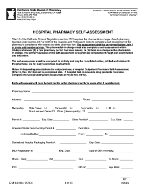 California Hospital Pharmacy Self-Assessment Form