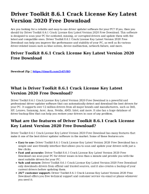 Fillable Online Driver Toolkit License Key 8.6.01 With Crack Free