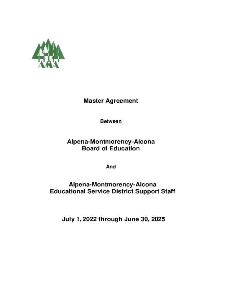 Fillable Online Master Agreement Alpena-Montmorency-Alcona Board of ...