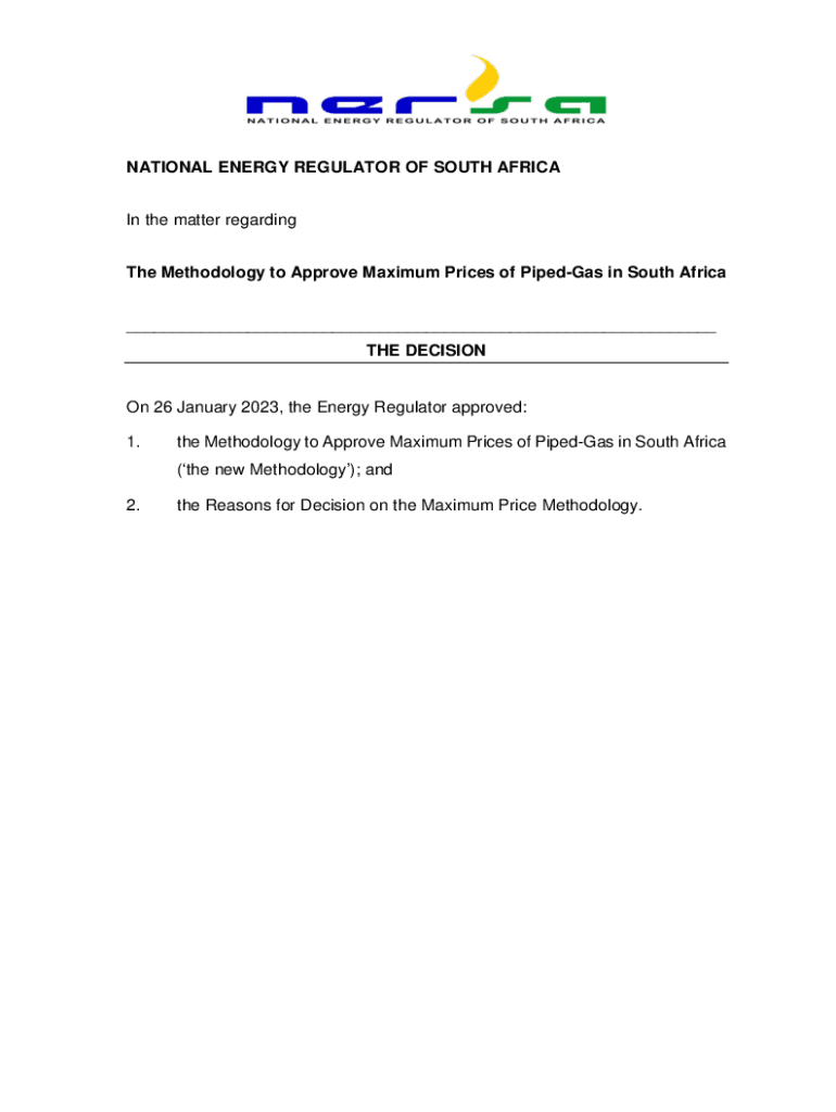 Fillable Online Methodology to Approve Maximum Prices of Gas in South