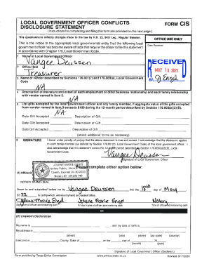 Fillable Online Section 176.003 of the Local Government Code requires ...