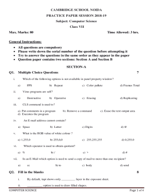 Fillable Online Computer Science Class VII Max. Marks: 80 Time Allowed ...