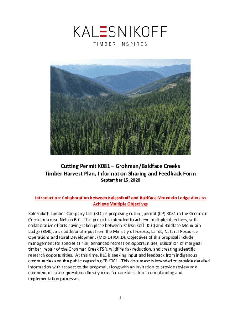 Fillable Online Cutting Permit K081Grohman/Baldface Creeks Timber