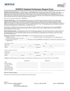 Fillable Online MOFELP Standard Forbearance Request FormFinancial ...