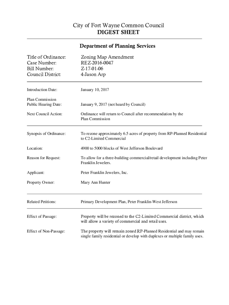 Fillable Online Fort Wayne Zoning Ordinance Fax Email Print pdfFiller