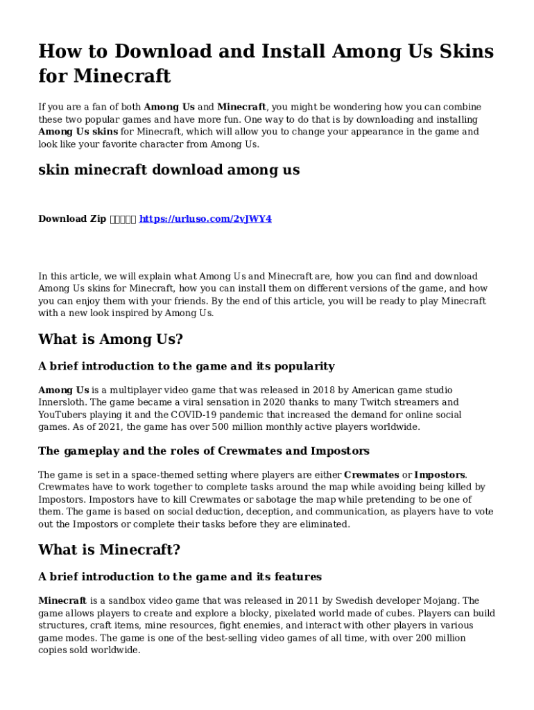 Fillable Online Among Us Skins minecraft Apps on Google Play Fax