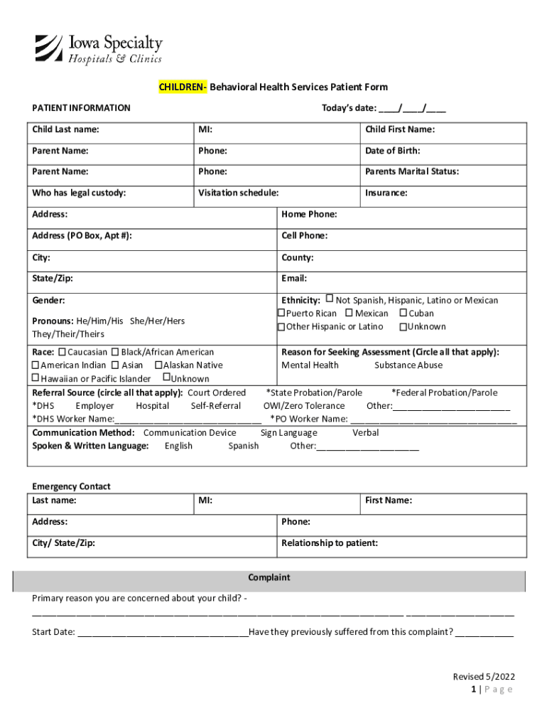 Fillable Online Personal History Form (Child Fax Email Print - pdfFiller