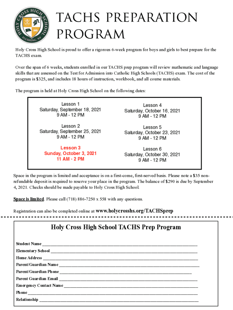 Fillable Online Holy Cross High School, Flushing, Queens Fax Email