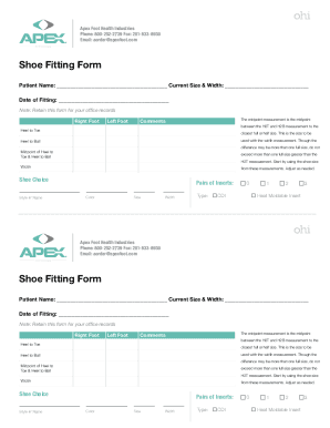 Fillable Online Shoe Fitting Form Fax Email Print - pdfFiller
