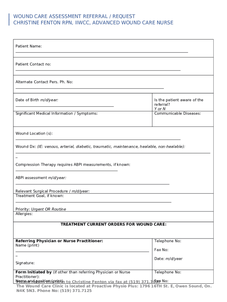WOUND CARE ASSESSMENT REFERRAL / REQUEST Doc Template pdfFiller