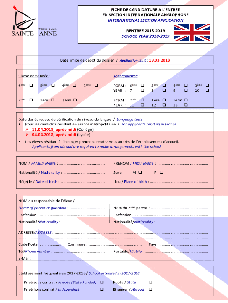 Fiche-de-candidature-en-section-internationale Preview on Page 1