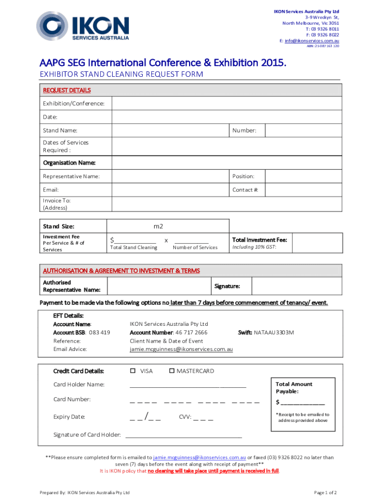 Fillable Online Ikon Cleaning Services opening hours in North Melbourne